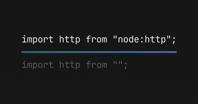 The line import http from "node:http"; above a dimmed copy of itself with the module specifier removed, leaving an empty gap between the quotes.